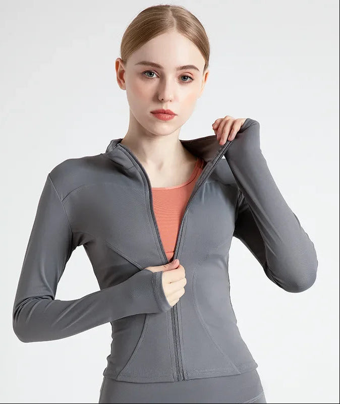 S-3XL Women'S Tracksuit Jacket Slim Fit Long Sleeved Fitness Coat Yoga Tops with Thumb Holes Gym Jacket Workout Sweatshirts2025