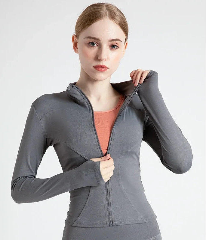 S-3XL Women'S Tracksuit Jacket Slim Fit Long Sleeved Fitness Coat Yoga Tops with Thumb Holes Gym Jacket Workout Sweatshirts2025