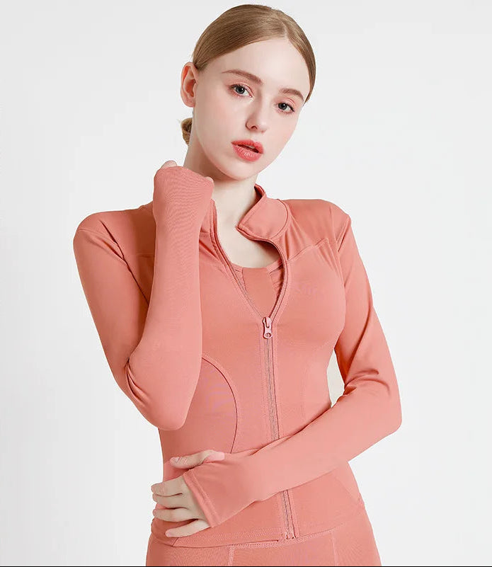 S-3XL Women'S Tracksuit Jacket Slim Fit Long Sleeved Fitness Coat Yoga Tops with Thumb Holes Gym Jacket Workout Sweatshirts2025