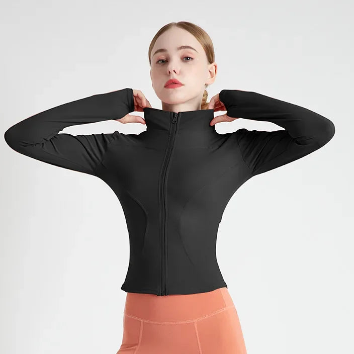 S-3XL Women'S Tracksuit Jacket Slim Fit Long Sleeved Fitness Coat Yoga Tops with Thumb Holes Gym Jacket Workout Sweatshirts2025