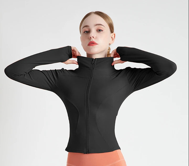 S-3XL Women'S Tracksuit Jacket Slim Fit Long Sleeved Fitness Coat Yoga Tops with Thumb Holes Gym Jacket Workout Sweatshirts2025